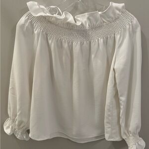 Tuckernuck Women's White Off the Shoulder Marguerite Blouse Ruffle Sleeve Top XS